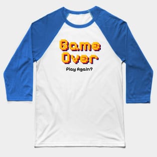 Game Over, Play Again Pixel Typography Baseball T-Shirt